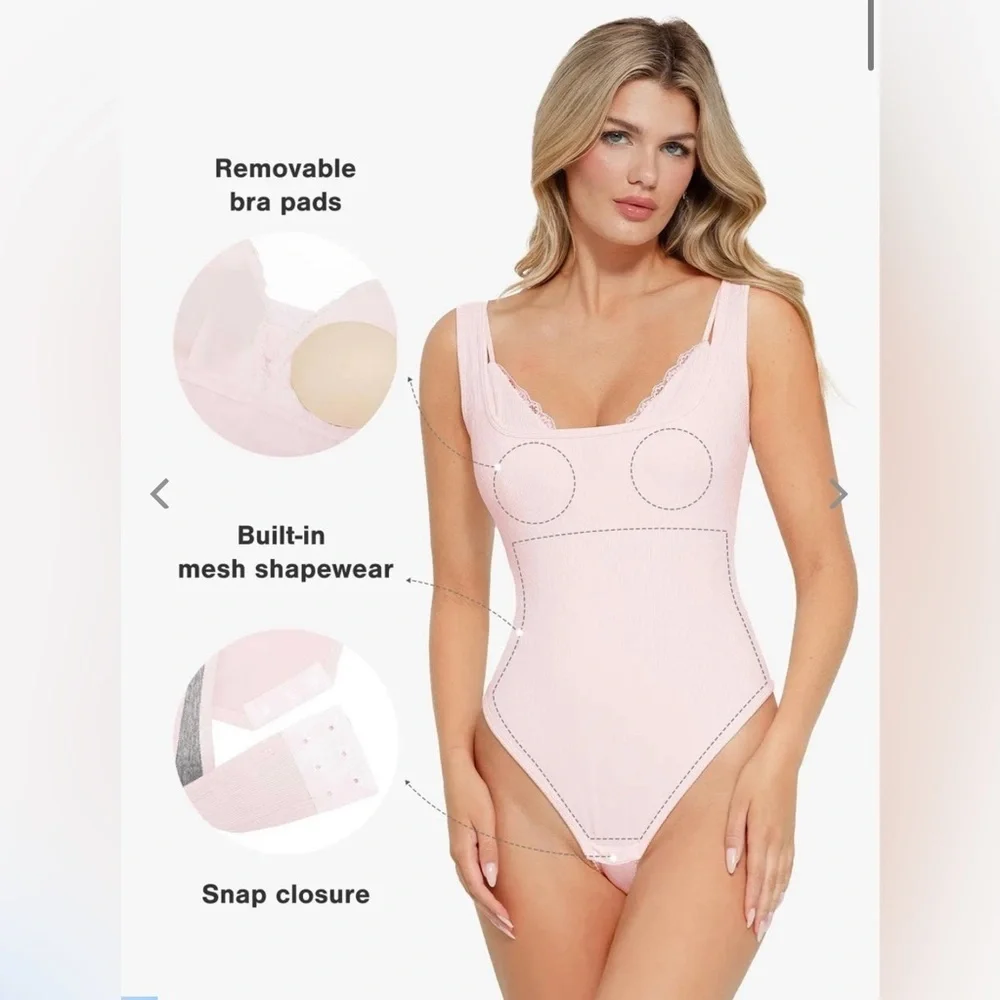 Popilush Shapewear Modal Tummy Control Inner Lace Cami Bodysuit
